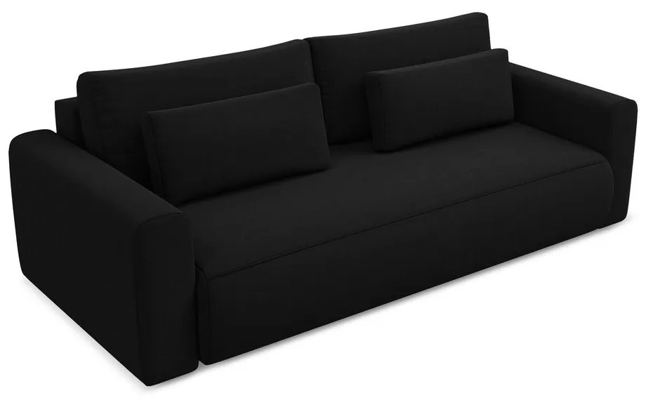 Czarna aksamitna rozkładana/ze schowkiem sofa 238 cm Kapua – Makamii