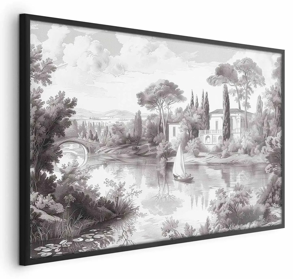 Plakat Pejzaż vintage 90x60 cm z ramą czarną bez marginesu ARTGEIST B