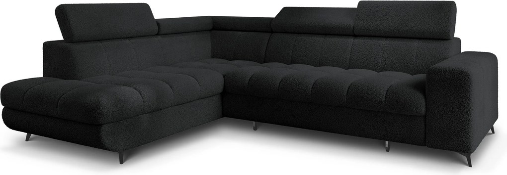 Masseno Narożnik MORIVA z funkcją spania i pojemnikiem na pościel Narozniki L, Rozkładana sofa - Czarny, QUELLE 100