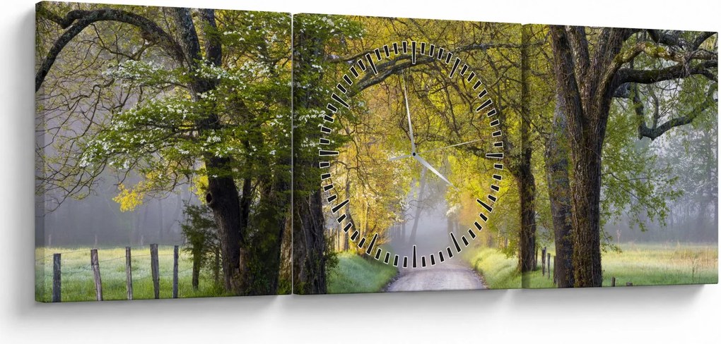 Zdjęcie - Smoky Mountains, Gatlinburg, USA (z zegarem) (90x30 cm)