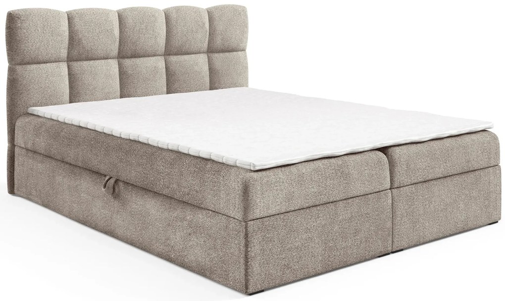 Beżowe łóżko z pikowanym zagłówkiem 5 rozmiarów N4-M42