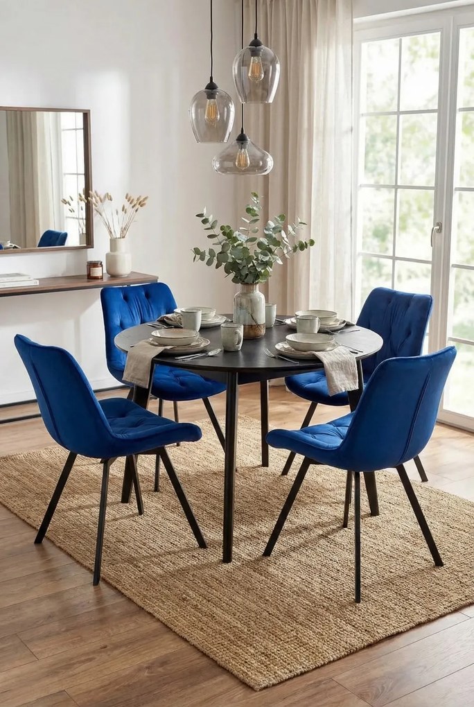 Granatowe metalowe tapicerowane krzesło obrotowe Z6-S82