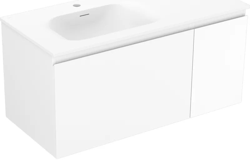 Mexen Orio szafka łazienkowa 100 cm z umywalką Vela lewą, 1S, 1D, biała mat - 91A13-10047-3-BBFF01-W23L01