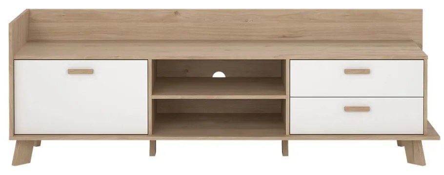 Biało-naturalna szafka pod TV w dekorze dębu 182x62x51 cm Ikast – Tvilum
