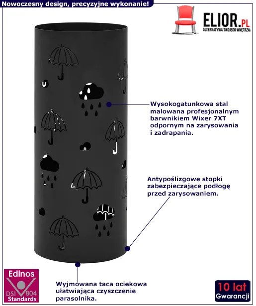 Czarny stalowy stojak na parasole Gomos 5X