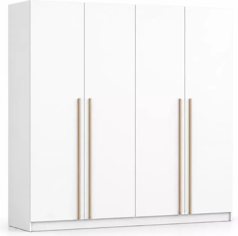 Szafa Chelly 4D 200 cm biała – szafa czterodrzwiowa z półkami i drążkami, nowoczesna szafa do sypialni