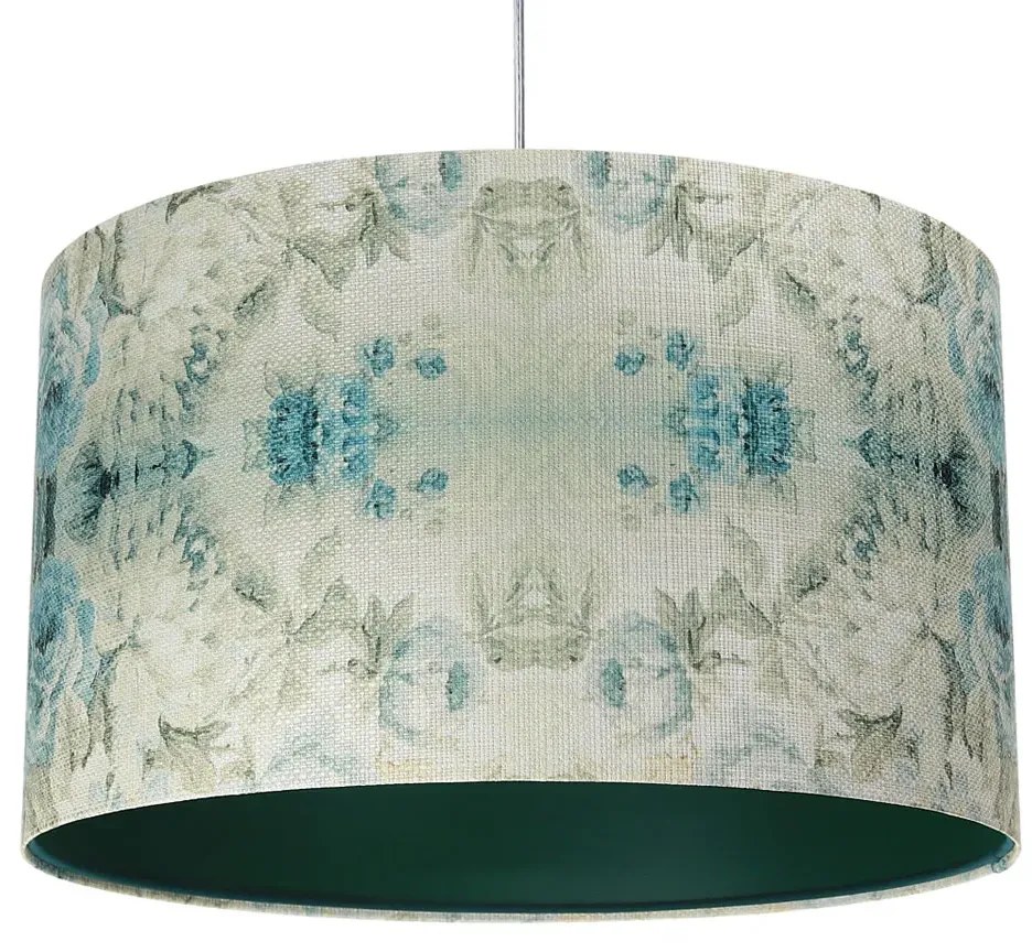 Zielona lampa wisząca z kloszem w kwiaty - S371-Terva