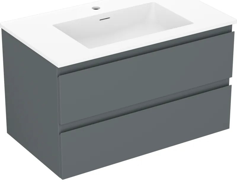Mexen Orio szafka łazienkowa 80 cm z umywalką Otis, 2 szuflady, grafit mat/biała mat - 91A10-08047-2-BFF66-W18M01