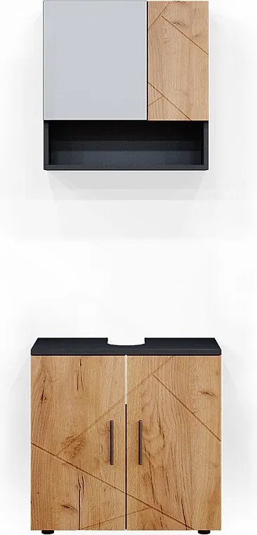 Zestaw mebli łazienkowych złoty dąb power/antracyt 80x41x58.6 irma