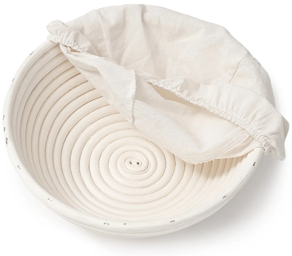 HOME ELEMENTS Okrągły koszyk z materiałowąwkładką, 25 x 8,5 cm