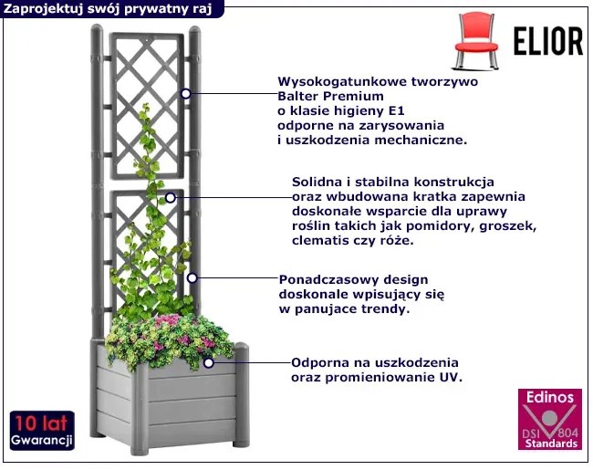 Szara donica ogrodowa z pergolą F9-C27