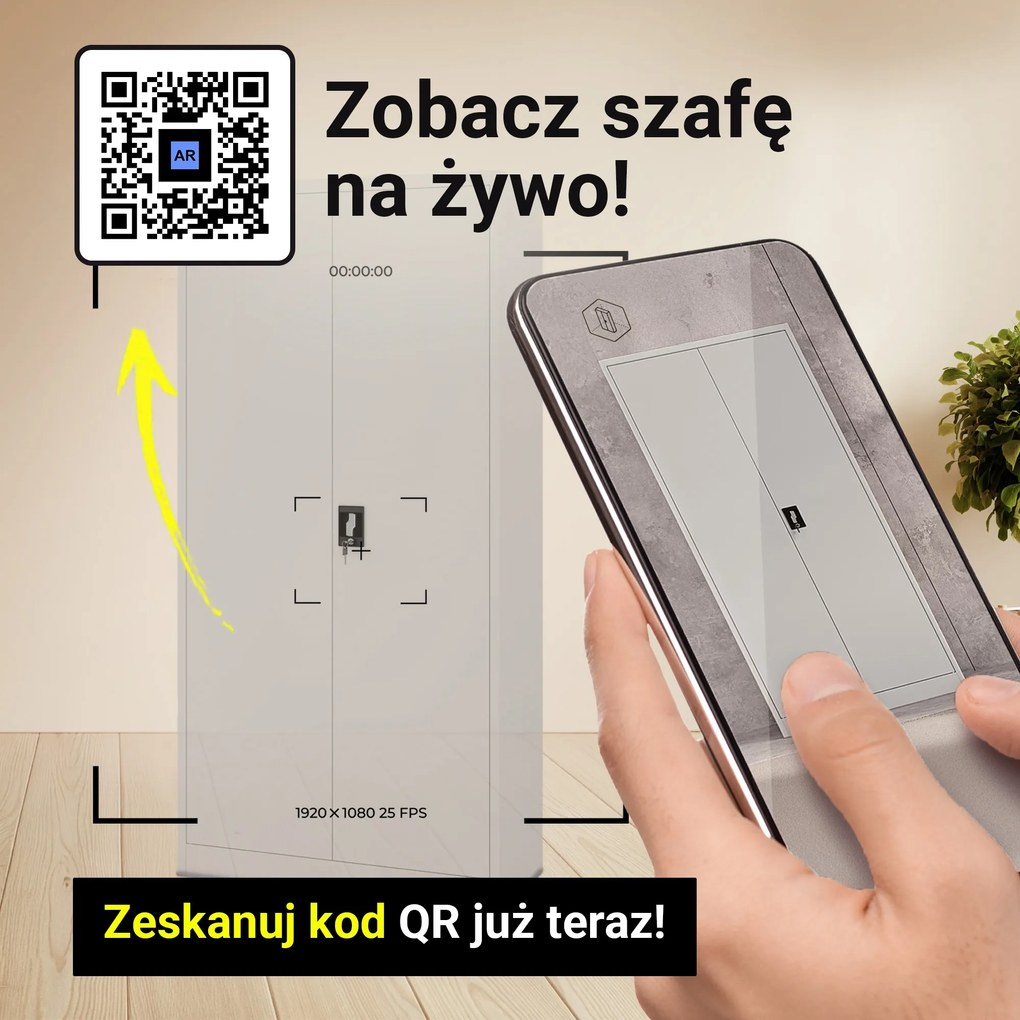 Szafa biurowa na dokumenty szara: JAN, 900 x 1850 x 400 mm