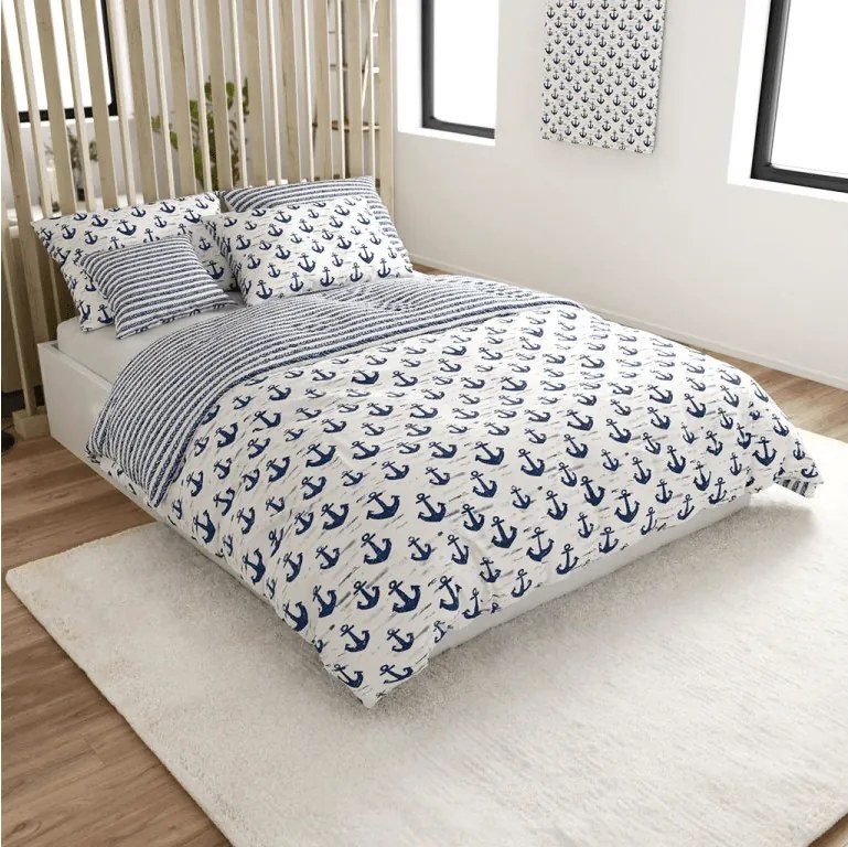 PrzytulneMieszkanie.pl PrzytulneMieszkanie.pl Bawełniana pościel NAVYSTA POLY niebiesko-biała Rozmiar pościeli: 2 szt 70 x 90 cm | 200 x 220 cm