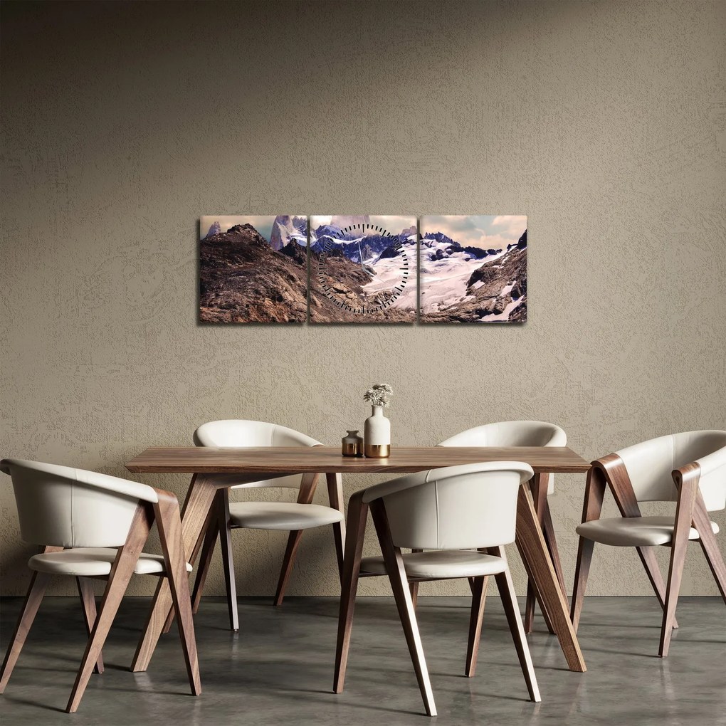 Obraz górskiego jeziora (z zegarem) (90x30 cm)
