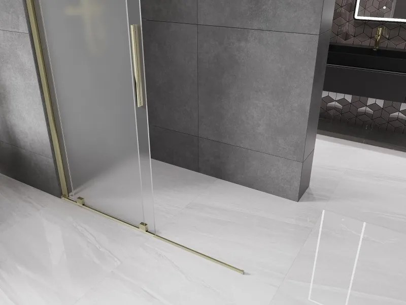 Mexen Velar ścianka prysznicowa rozsuwana Walk-in 130 x 200 cm, szron 8 mm, złota - 871-130-000-33-50