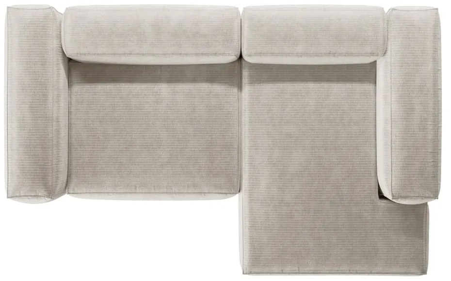 Beżowy sztruksowy narożnik (prawostronny/z szezlongiem) Bergamo – Cosmopolitan Design