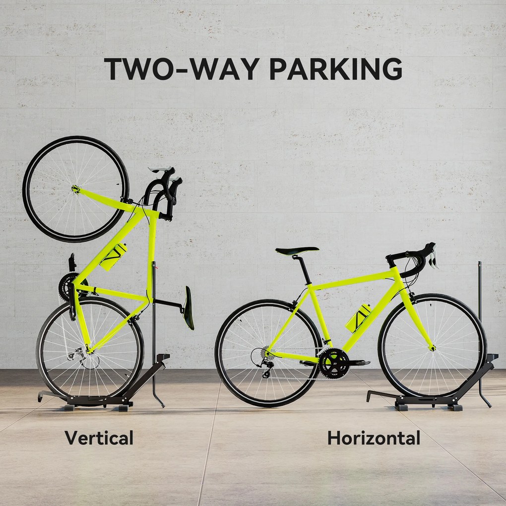 Stojak na rower SPORTNOW ze stalowym uchwytem na opony do 80 mm 75 x 41 x 81H cm Czarny