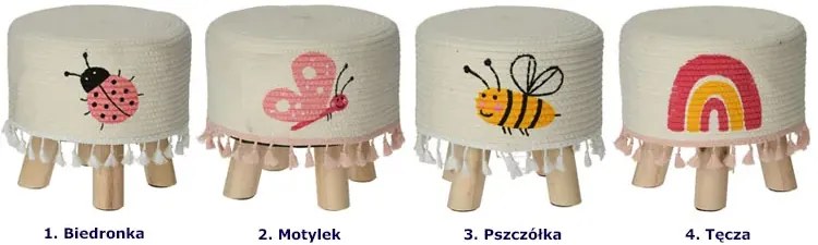 Drewniany okrągły stołek dziecięcy tęcza - Milea