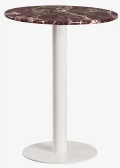 Okrągły Barowy Stół Z Naturalnego Kamienia Xiren Ø60 Cm & Czerwony Marmur Cherry Gold & Lodowata Biel - Sklum