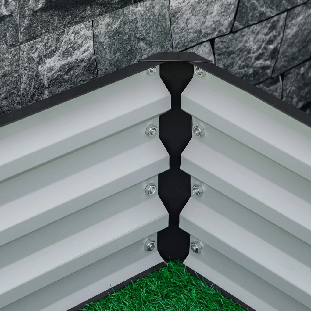 Outsunny Ogród Podwyższone Łóżko Ogrodowe z Stalową Obudową Szare 120x120x30cm Praktyczne i Estetyczne | Aosom PL