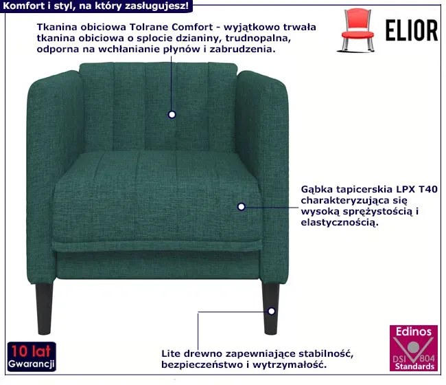 Elegancki ciemnozielony fotel wypoczynkowy - Diosa