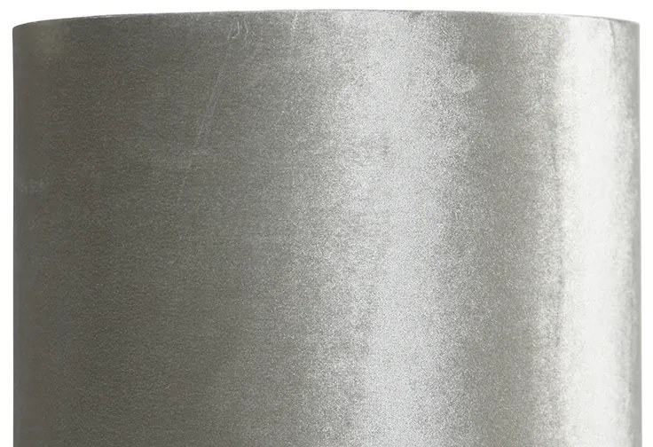 Nowoczesna lampa podłogowa czarna z abażurem z szarego weluru - Rich