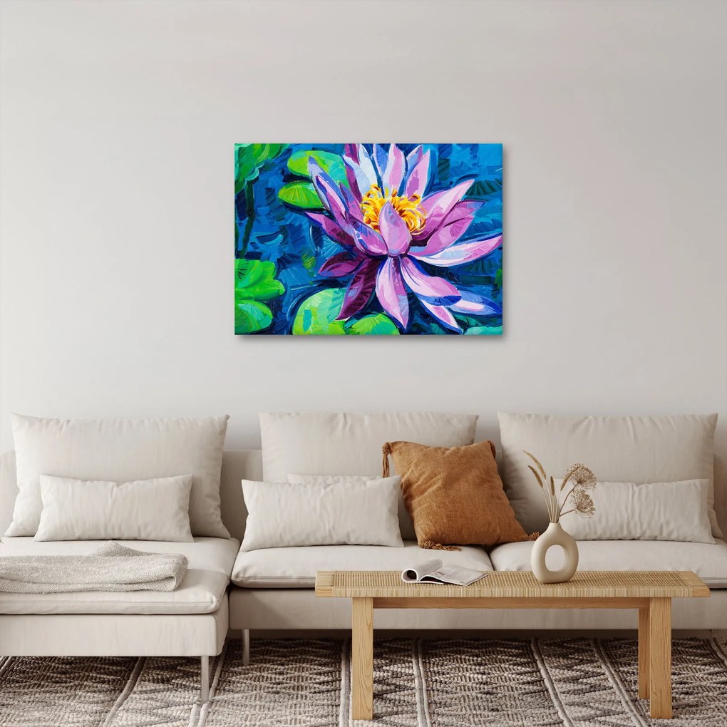 Obraz lilii wodnej na wodzie (70x50 cm)