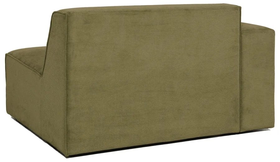 Zielony końcowy moduł sztruksowej sofy Scandic Sting, 124 cm, lewostronny