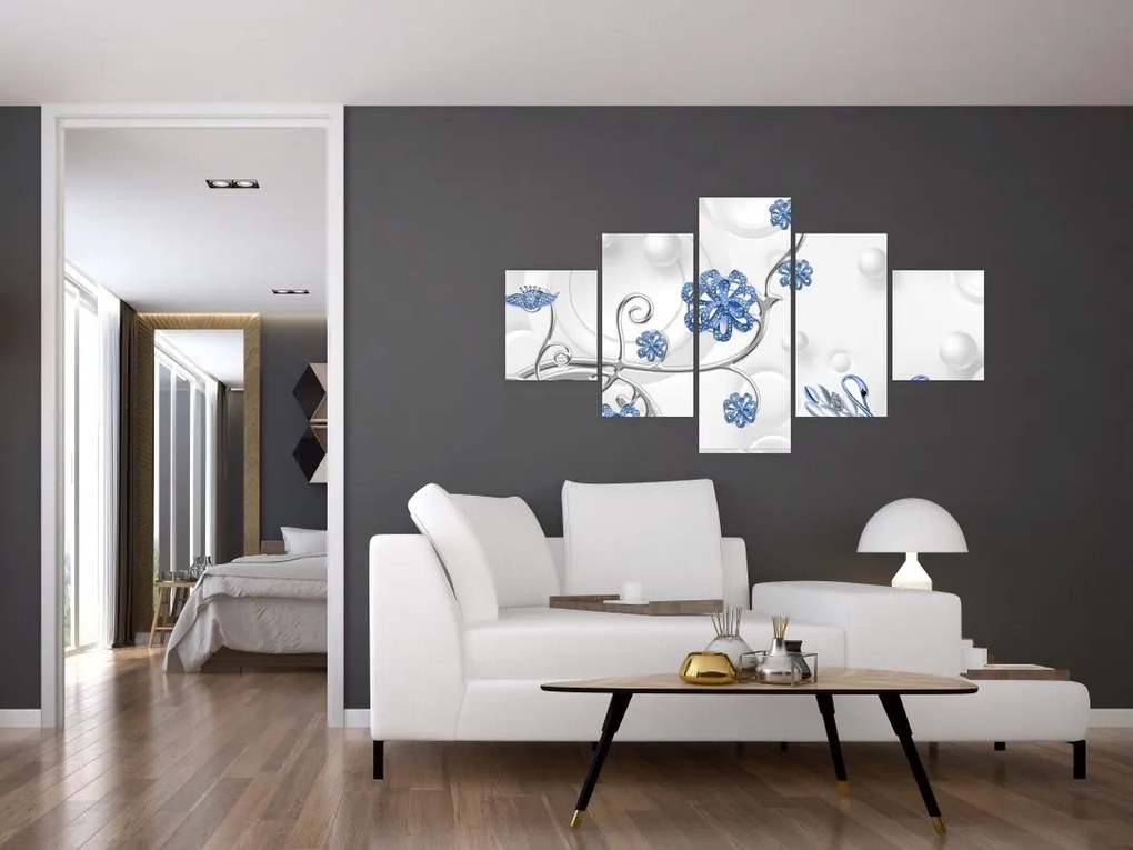 Obraz - Niebieskie łabędzie (125x70 cm)