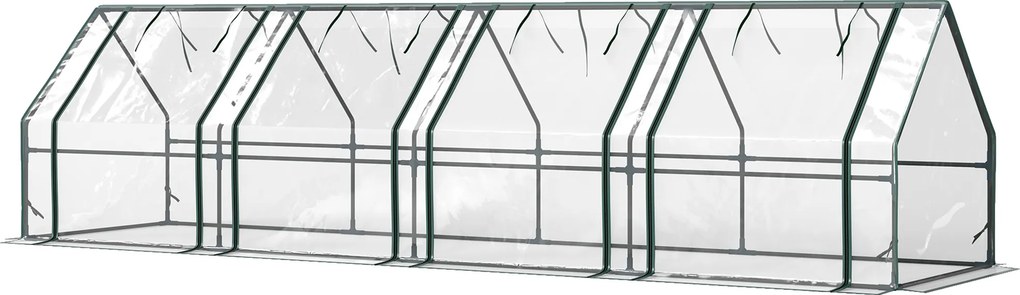 Outsunny Szklarnia z drzwiami na zamek błyskawiczny, mrozoodporna foliowa szklarnia ze stali 360 x 90 x 90 cm Przezroczysta | Aosom PL