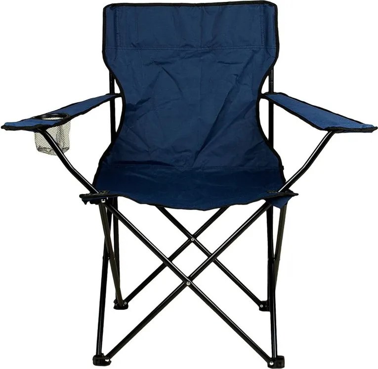 Turystyczne krzesło składane niebieskie z miejscem na napoje