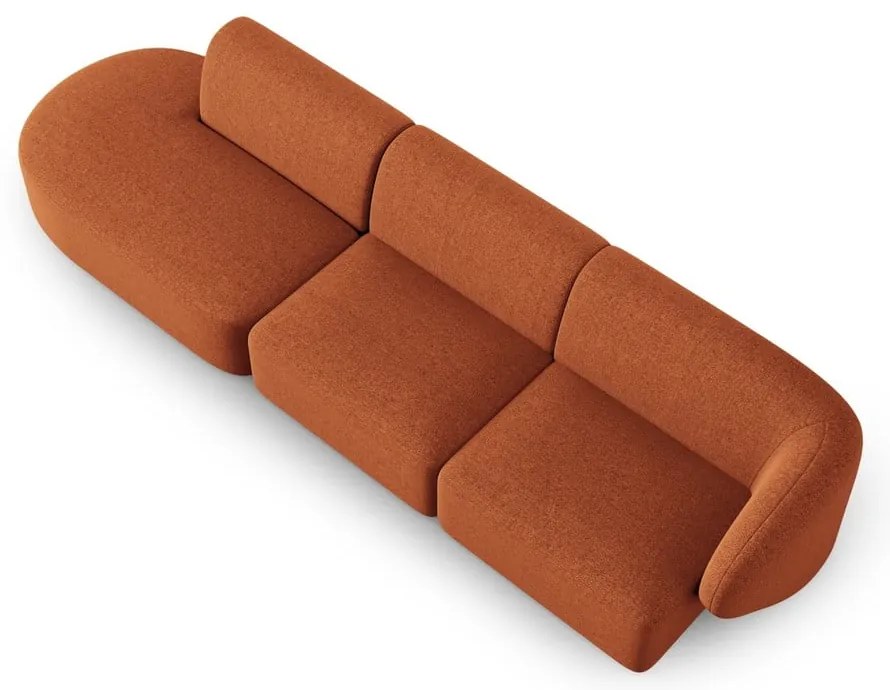 Sofa z tkaniny szenilowej prawostronna w kolorze terakoty 311 cm Paolo – Milo Casa