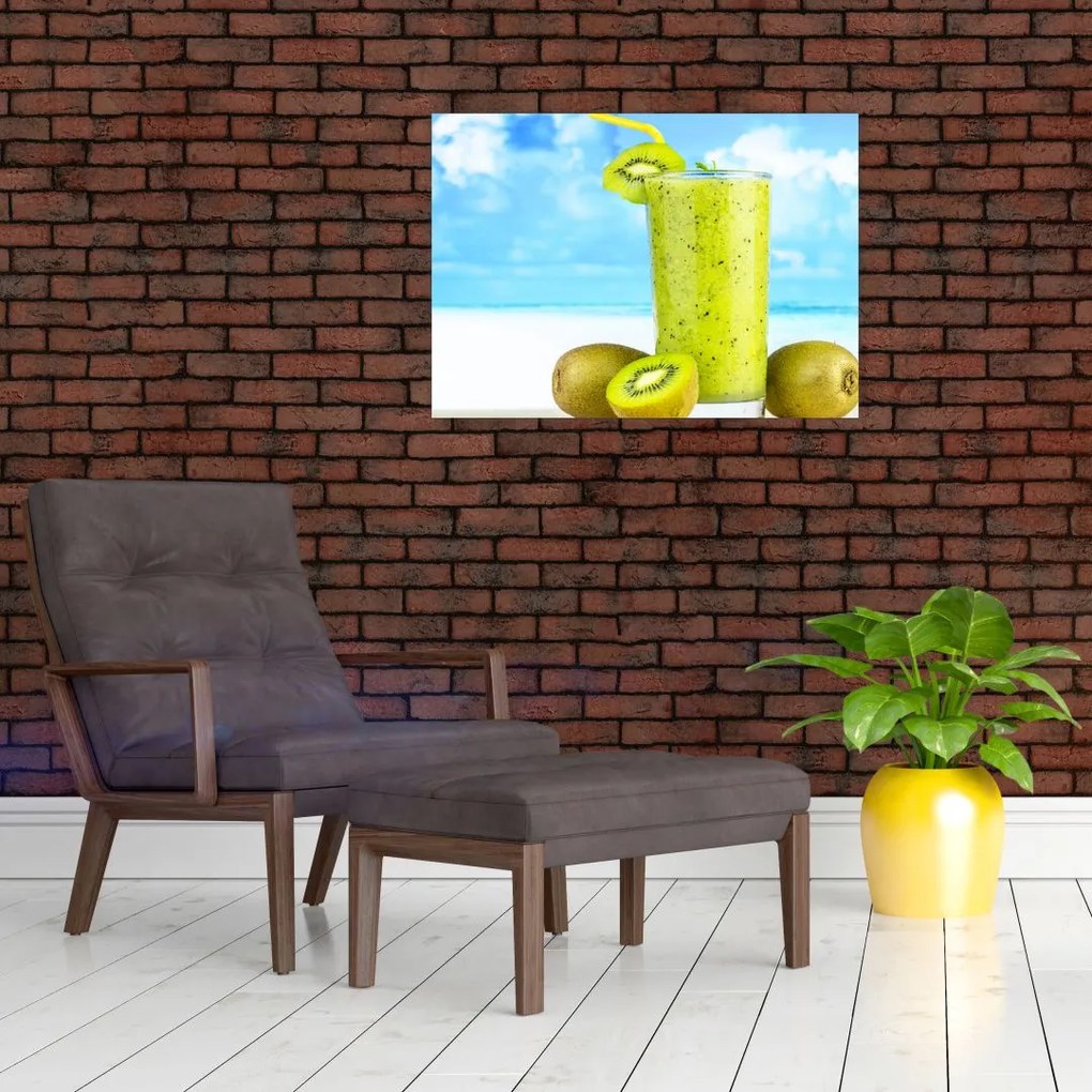 Obraz na szkle - smoothie z kiwi (70x50 cm)