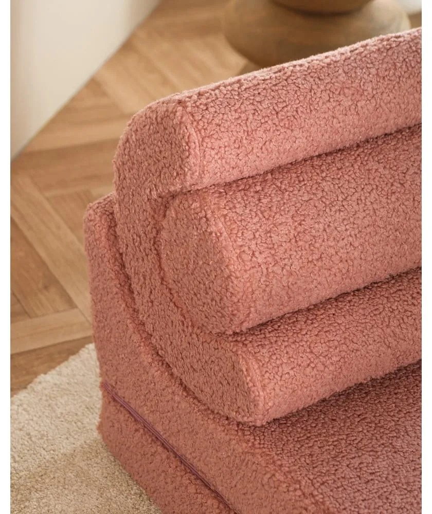 Różowy fotel dziecięcy z materiału bouclé Flipster – Wigiwama