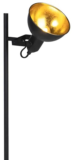 Industrialna lampa stojąca czarna ze złotem 1-światło - Tommy