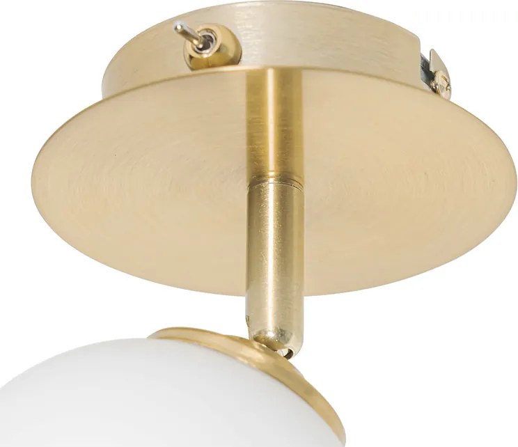 Nowoczesny reflektor złoty z opalowym szkłem z włącznikiem - Athens