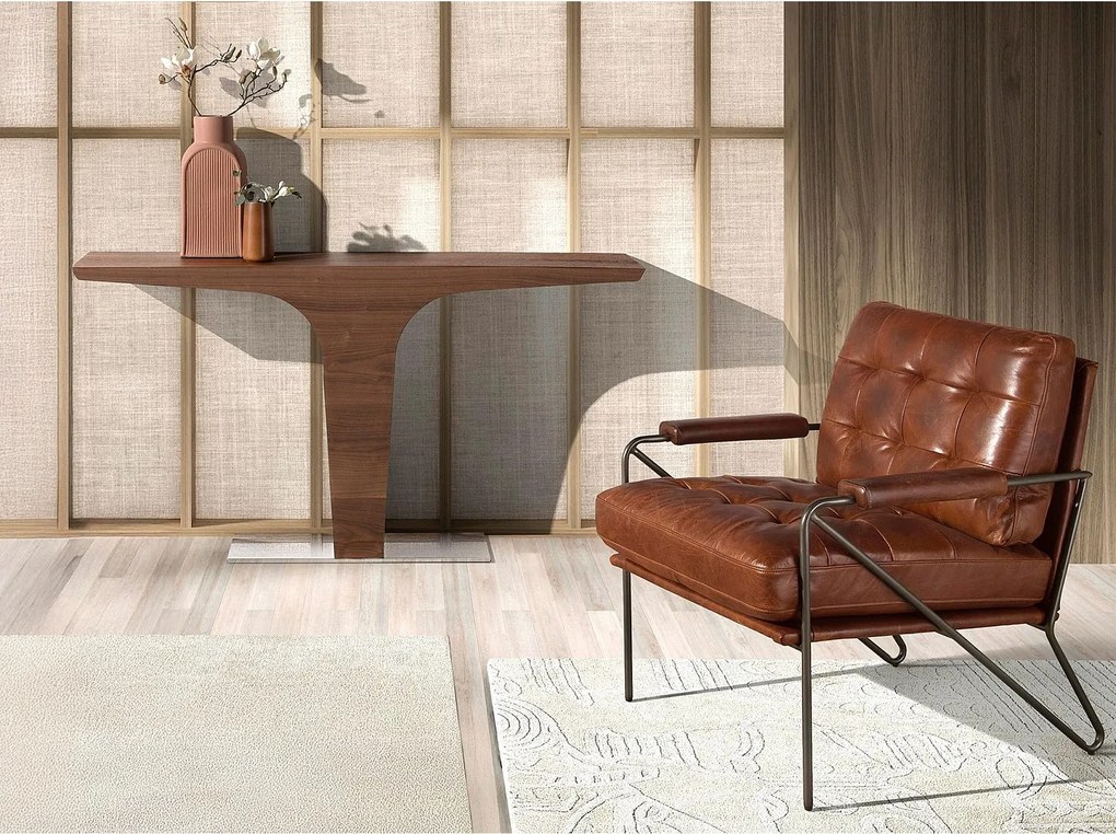 Fotel z brązowej skóry w kolorze koniakowym 5166 ANGEL CERDA