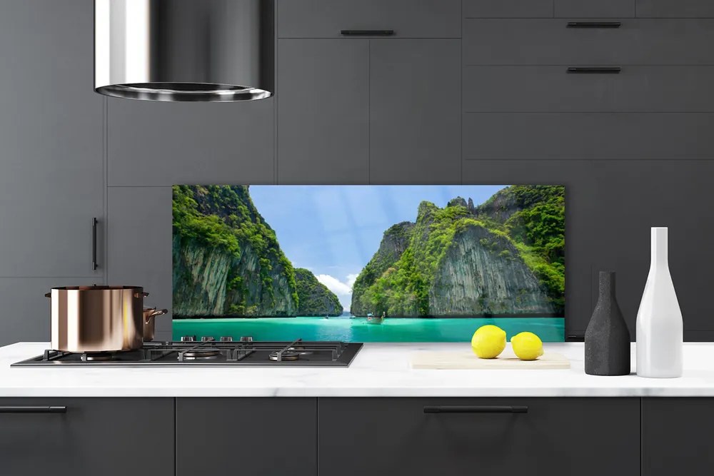 Dekor Szklany do Kuchni Błękitna Zatoka wśród Szczytów