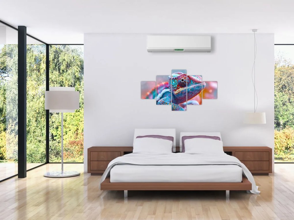 Obraz - Kolorowy kameleon (125x70 cm)
