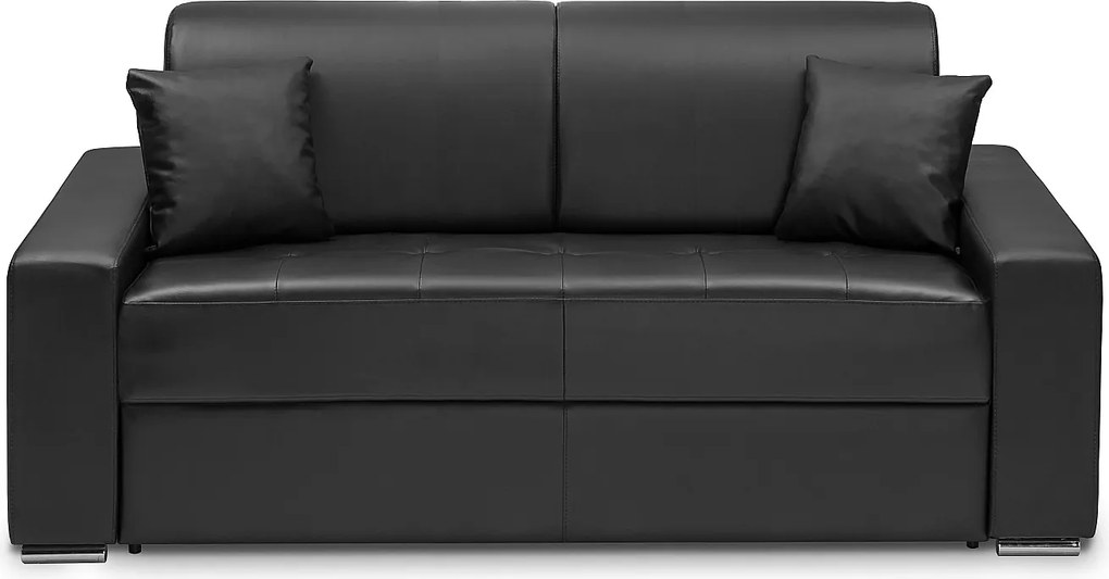 Kanapa 3-osobowa z ekspresowym mechanizmem rozkładania z ekoskóry EMIR - Kolor: czarny - Miejsce do spania: 140 cm - Materac 22 cm z pamięcią kształtu