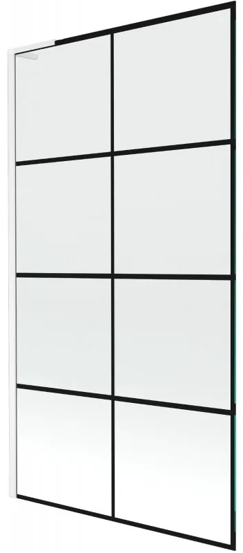 Mexen Next L parawan nawannowy 1-skrzydłowy 100 x 150 cm, czarna kratka, biały - 895-100-000-03-77-20