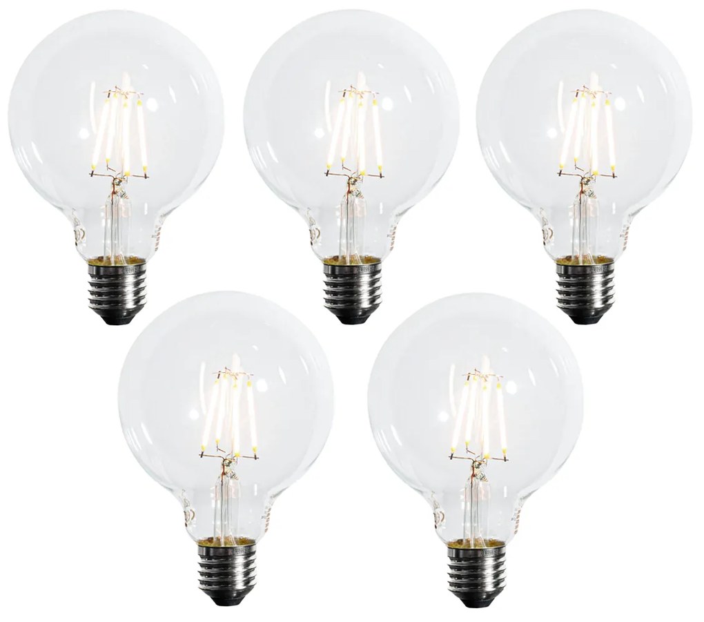 Zestaw 5 żarówek LED E27 3-stopniowo ściemnialnych G95 4W 450 lm 2700K