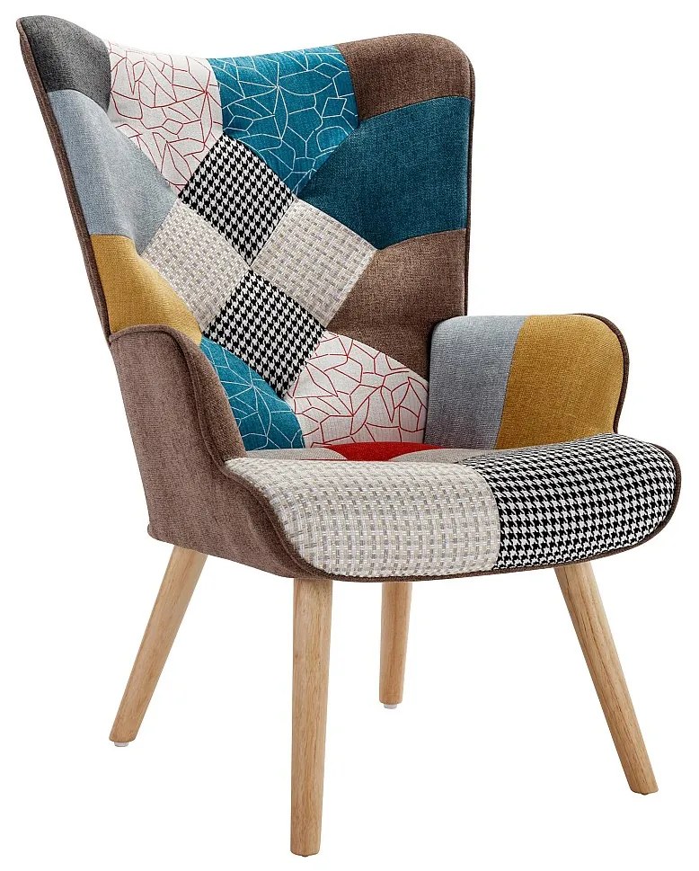 Fotel z patchworkową tapicerką - VATELY