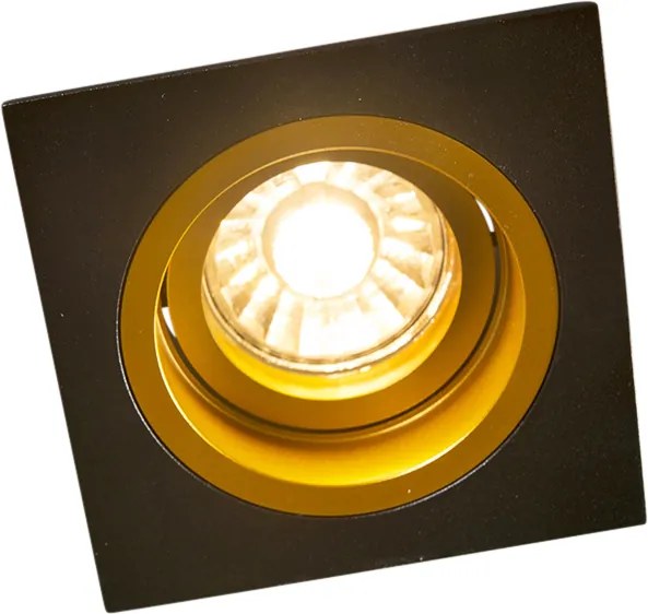 Inteligentny reflektor wpuszczany czarny ze złotym kwadratem z Wifi GU10 - Chuck