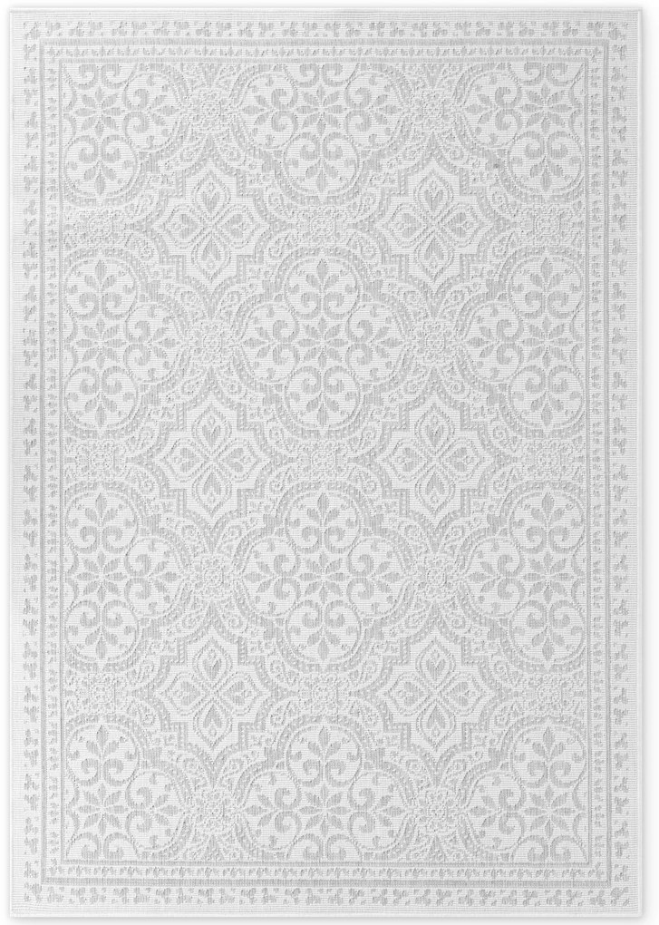 Dywan zewnętrzny dwustronny Duet Ornament szaro-kremowy 120 cm x 170 cm