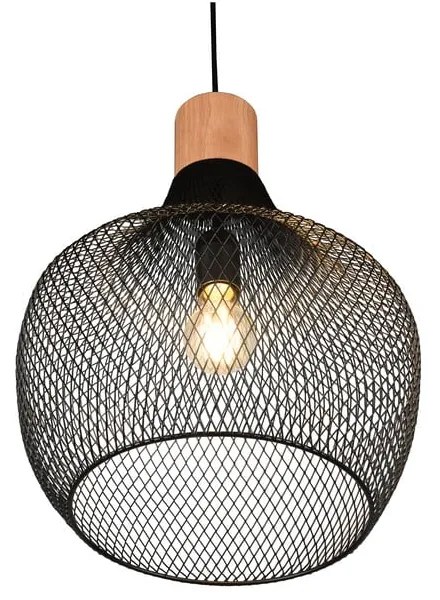 Czarna lampa wisząca z metalowym kloszem ø 33 cm Valeria – Trio