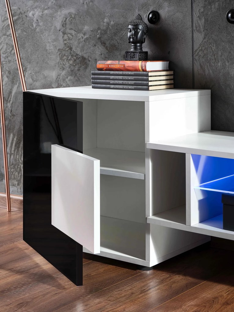 Szeroka szafka RTV Bridge V2 z frontami w połysku