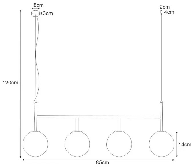 Loftowa lampa wisząca nad stół poczwórna R1-L16