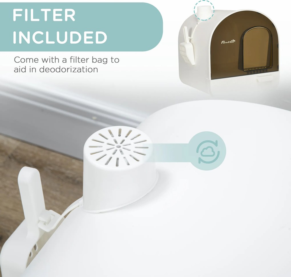 PawHut Kuweta dla kota z filtrem i matą podłogową Zapewnia czystość i świeżość Czarno-biały | Aosom PL