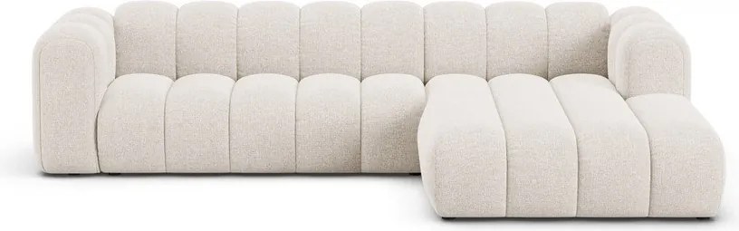 Kremowy narożnik z tkaniny szenilowej (prawostronny/z szezlongiem) Lupine – Micadoni